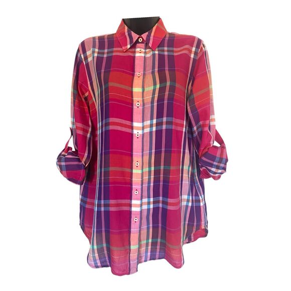 Lauren Ralph Lauren Tops - Lauren Ralph Lauren 100% Cotton Plaid Button Down Shirt Sz M